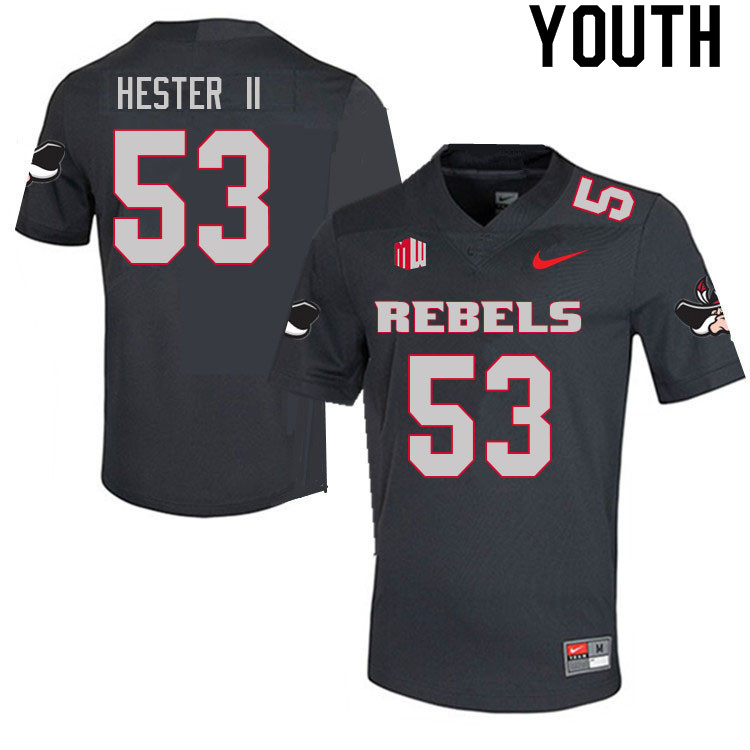 Youth #53 Farrell Hester II UNLV Rebels College Football Jerseys Sale-Charcoal